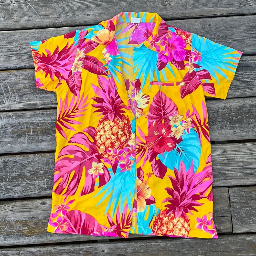 Pink & Yellow Tropical Vacation Shirt